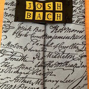 JOSH BACH HAND MADE IN NEW YORK  Men's tie Silk  Blue/Black signatures pattern